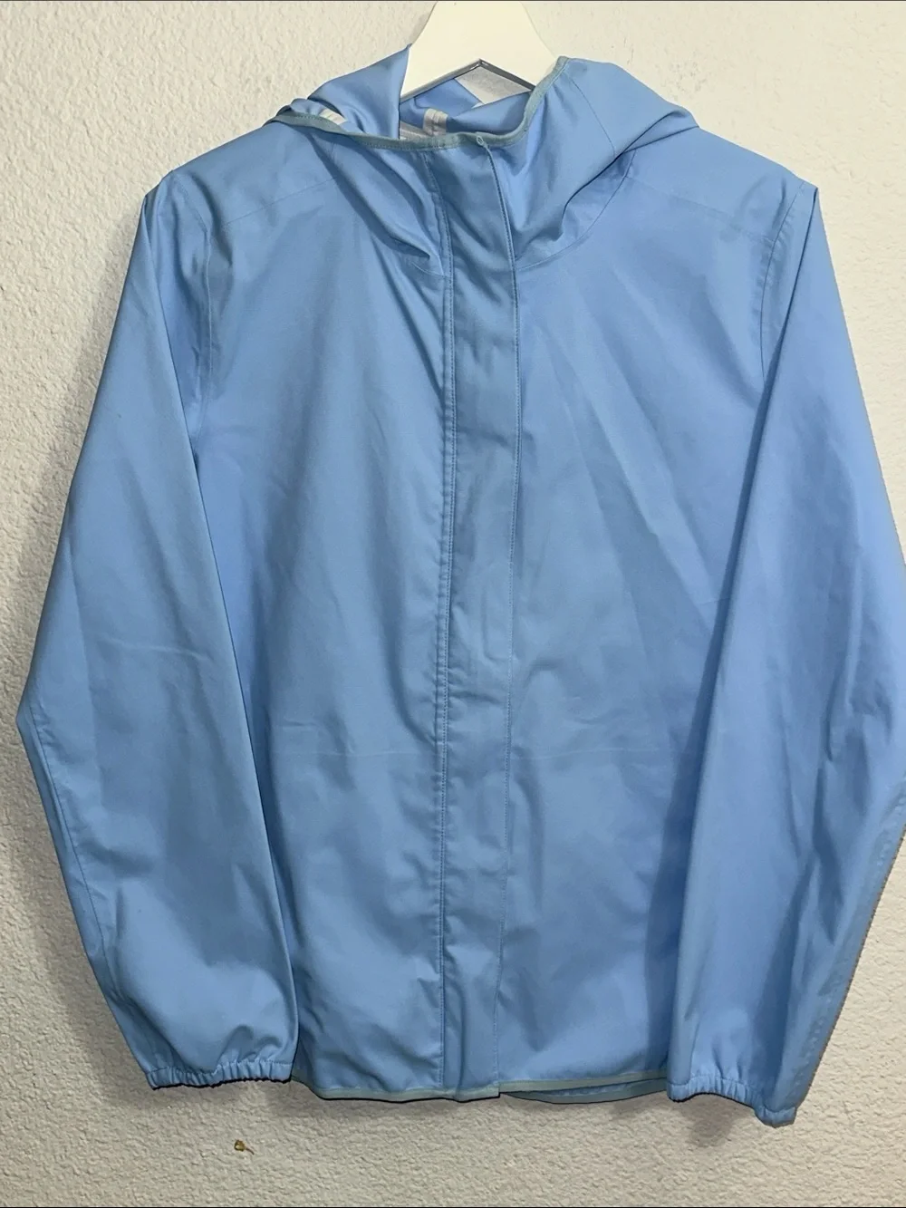 Athleta Girl Rain Jacket Light Blue Hooded Lightweight Full Zip Youth XXL 16